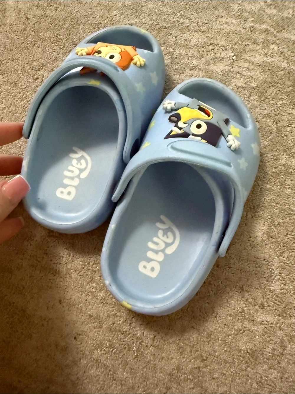 Blue Kids Cartoon Character Slide Sandals with Heel Strap